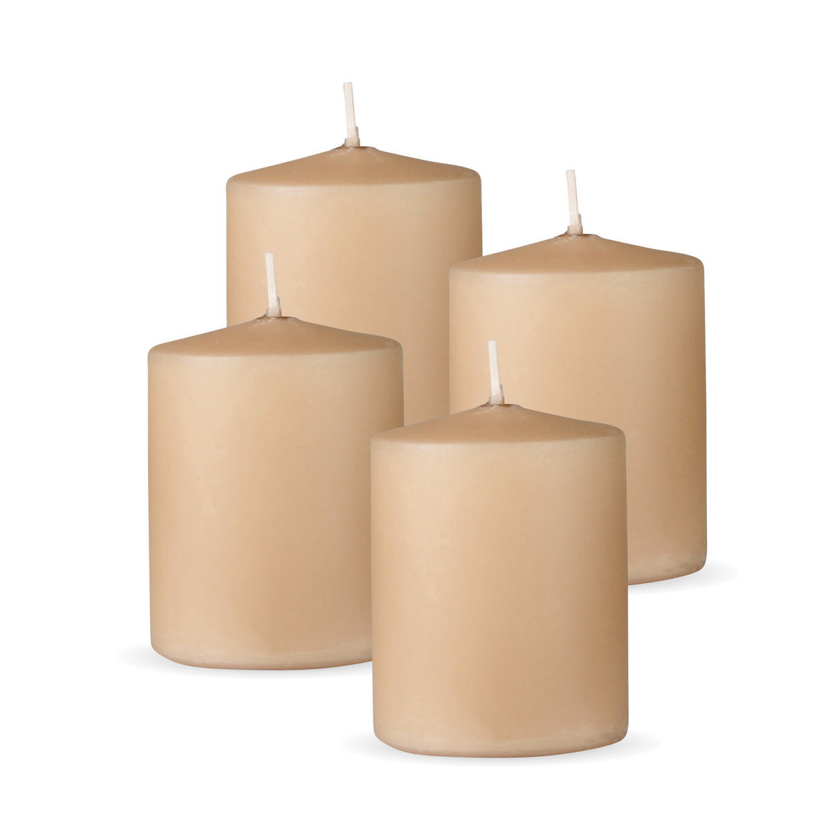STUMPENKERZEN 4er Pack "Beige", Größe Ø7cm x Höhe: 8 cm - Beige, Naturmaterialien (7/8cm) - Bestlivings