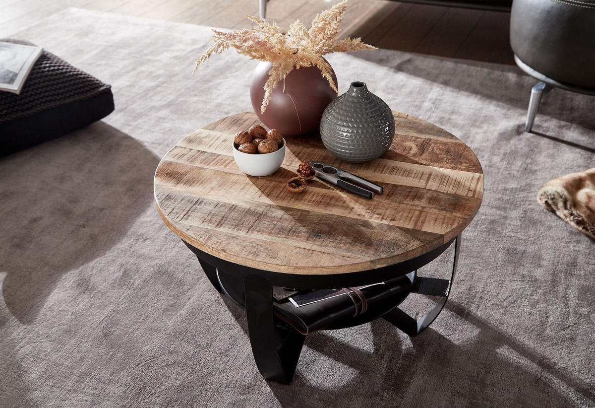 COUCHTISCH JAROSLAW Mango Beistelltisch - Schwarz, Holz (60/60/34cm) - tinkaro