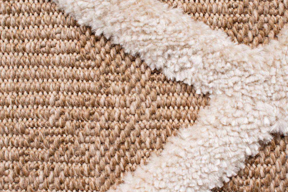 TEPPICH mit Jute-Optik Linien weiß Palma 120x170 cm - Weiß, Textil (150/170cm) - Nazar Rugs