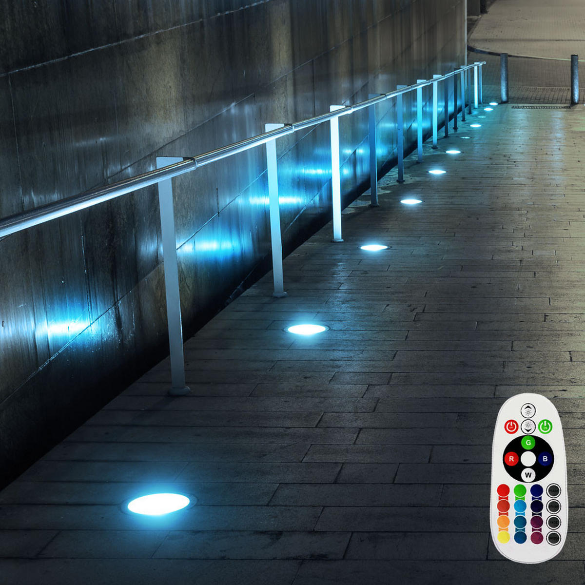 LED BODENEINBAUSPOT Edelstahl Silber 4er Set - Silberfarben, Glas (11/11/12.3cm) - Globo Lighting