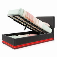 POLSTERBETT 90/200 mit LED, USB-C und Stauraum in Dunkelgrau - Grau, Holzwerkstoff/Textil (90/200cm) - EVRYAE