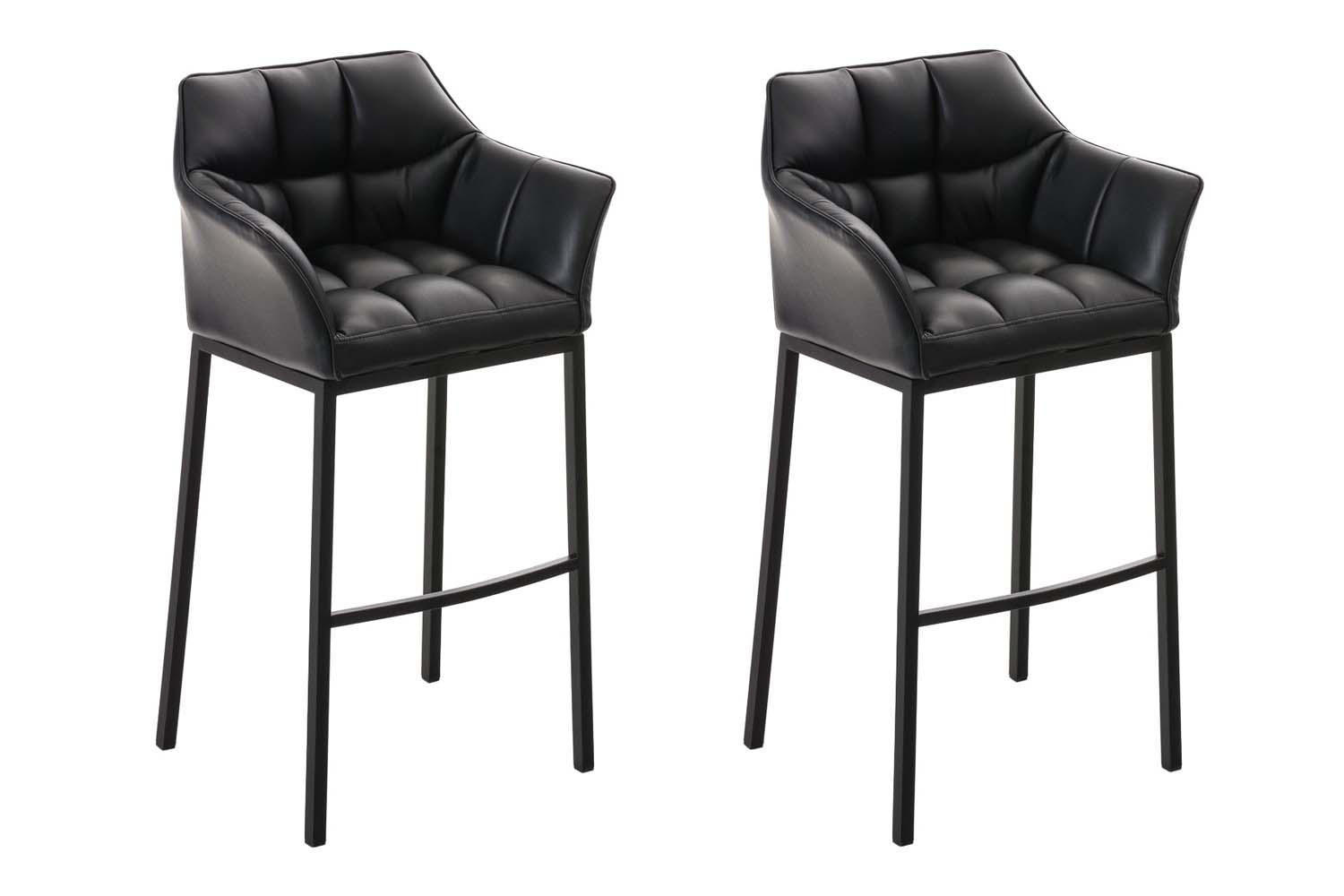 BARHOCKER 2er Set Lederlook Schwarz - Schwarz, Textil/Metall (64/110/48cm) - CLP