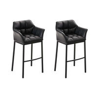 BARHOCKER 2er Set Lederlook Schwarz - Schwarz, Textil/Metall (64/110/48cm) - CLP