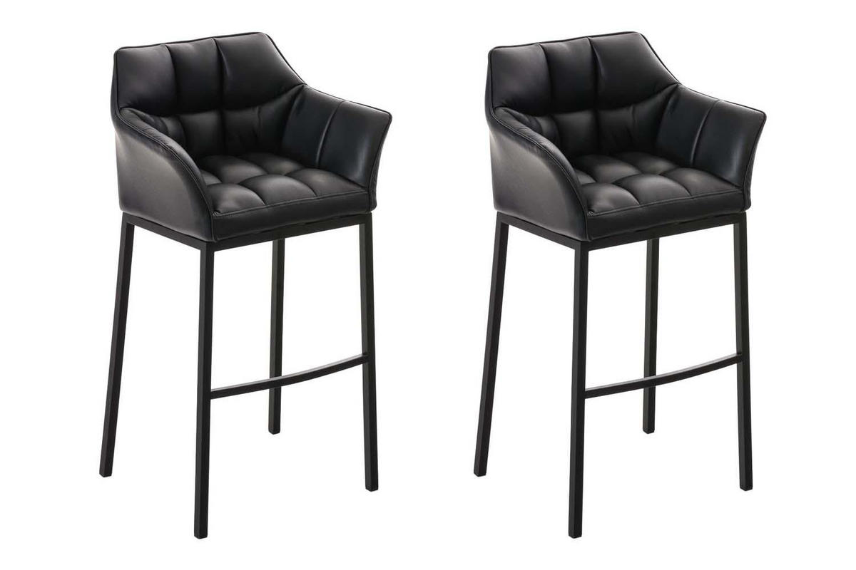 BARHOCKER 2er Set Lederlook Schwarz - Schwarz, Textil/Metall (64/110/48cm) - CLP