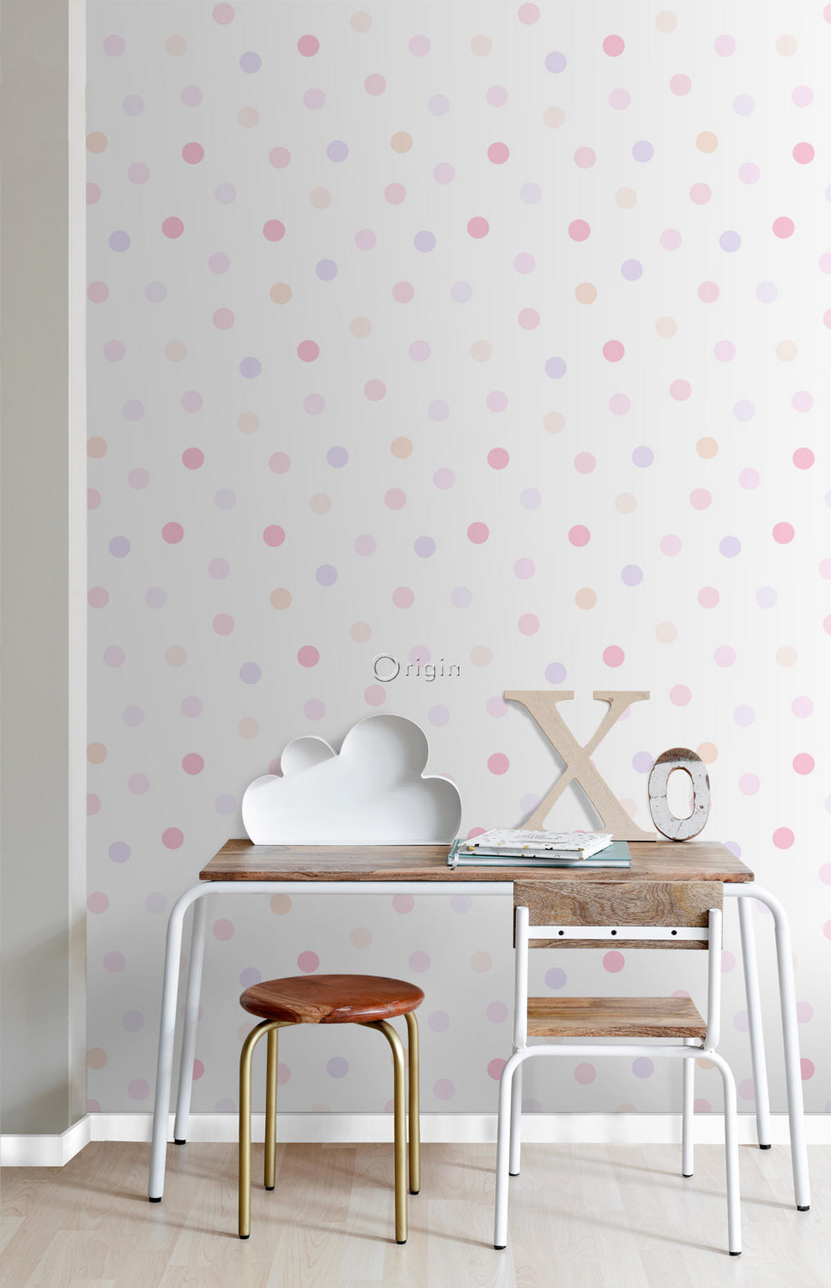 TAPETE Punktmuster 53 cm x 10.05 m - Pink, Papier (53/0.1cm) - Origin Wallcoverings