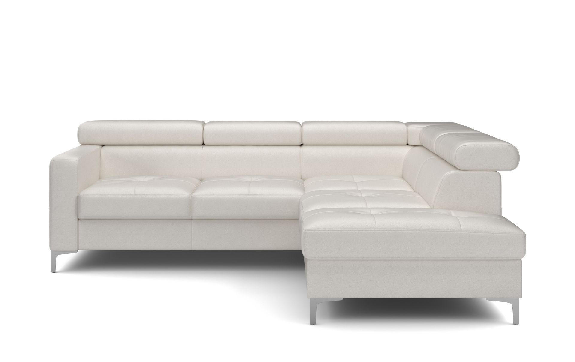 ECKSCHLAFSOFA aus Echtleder mit Schlaffunktion und Bettkasten - Chromfarben/Eiche Bianco, Leder/Holz (207/242cm) - Cotta