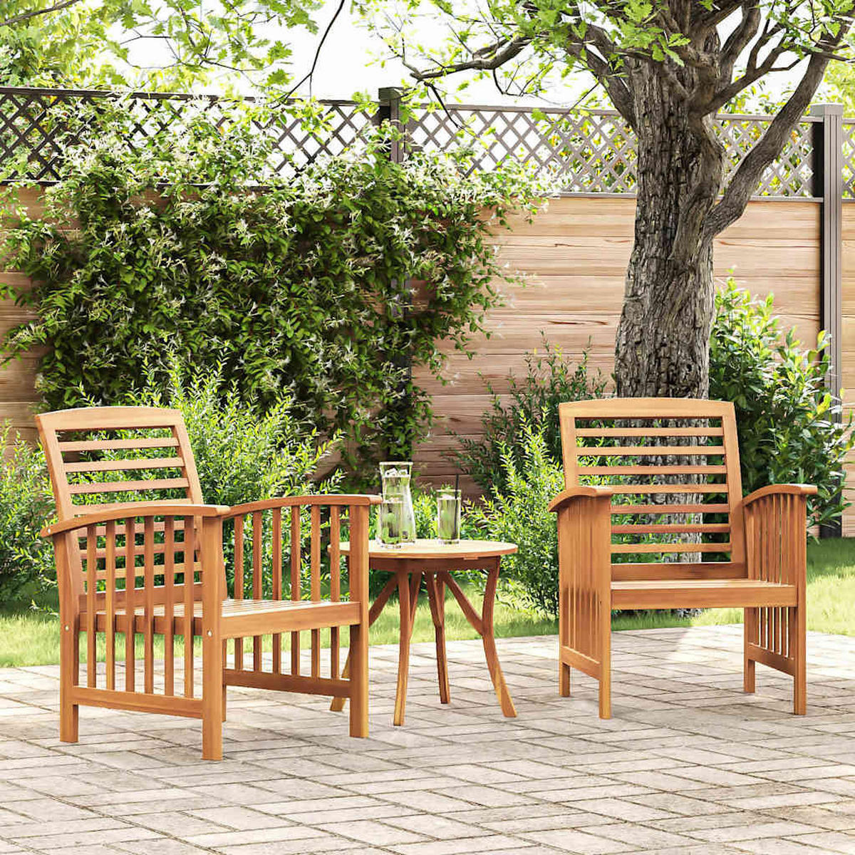 GARTENSTÜHLE 2er Set Massivholz Akazie - Braun, Holz (59/83/67cm) - vidaXL