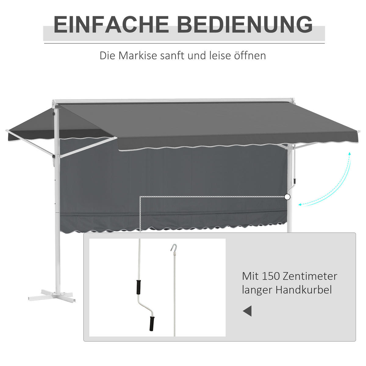 STANDMARKISE, Grau/Kaffee, Metall, Polyester - Grau, Metall (298/255/395cm) - Outsunny