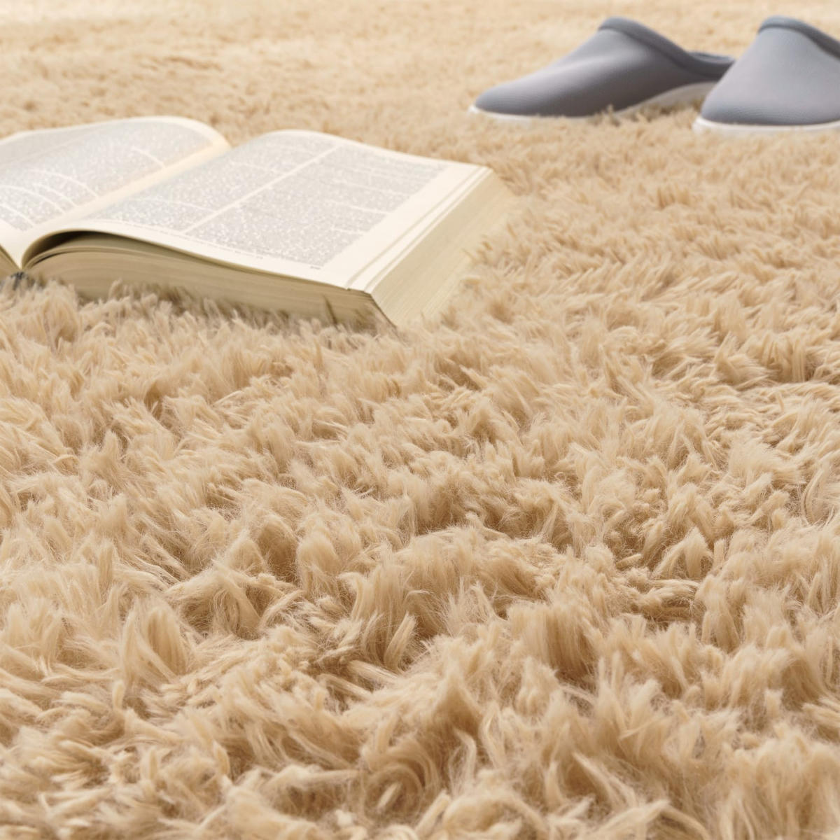 TEPPICH Hochflor Shaggy waschbar Unifarben Schlafzimmer schmutzabweisend Beige Rechteckig 140x200 - Beige, Textil (140/200cm) - KADIMA DESIGN