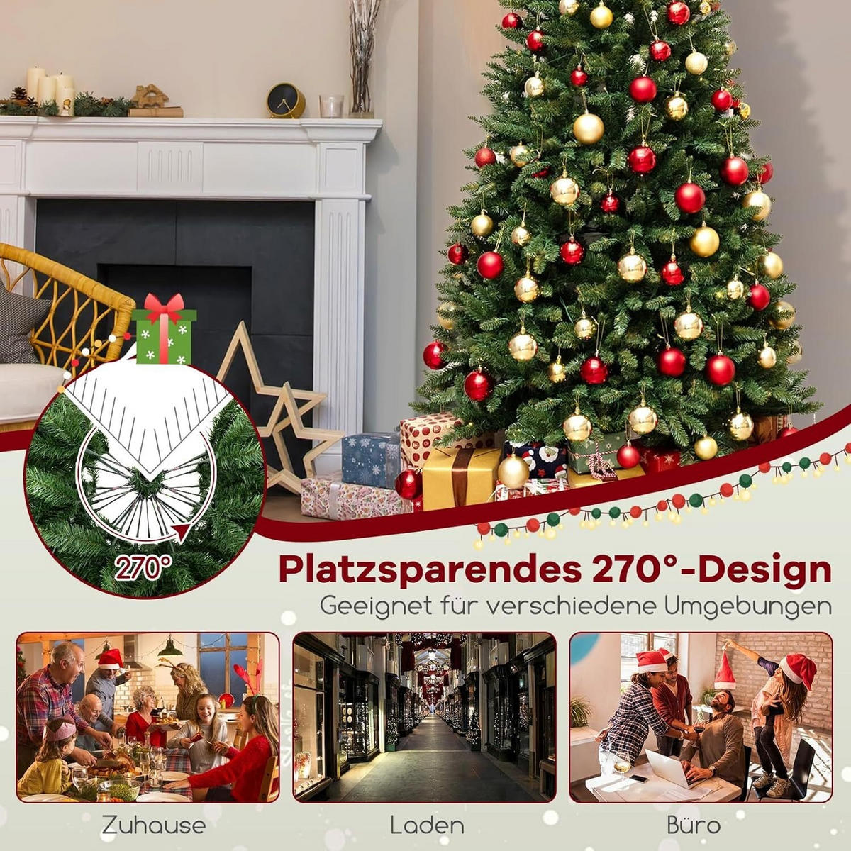 WEIHNACHTSBAUM 240cm Grün - Grün, Metall (240cm) - COSTWAY