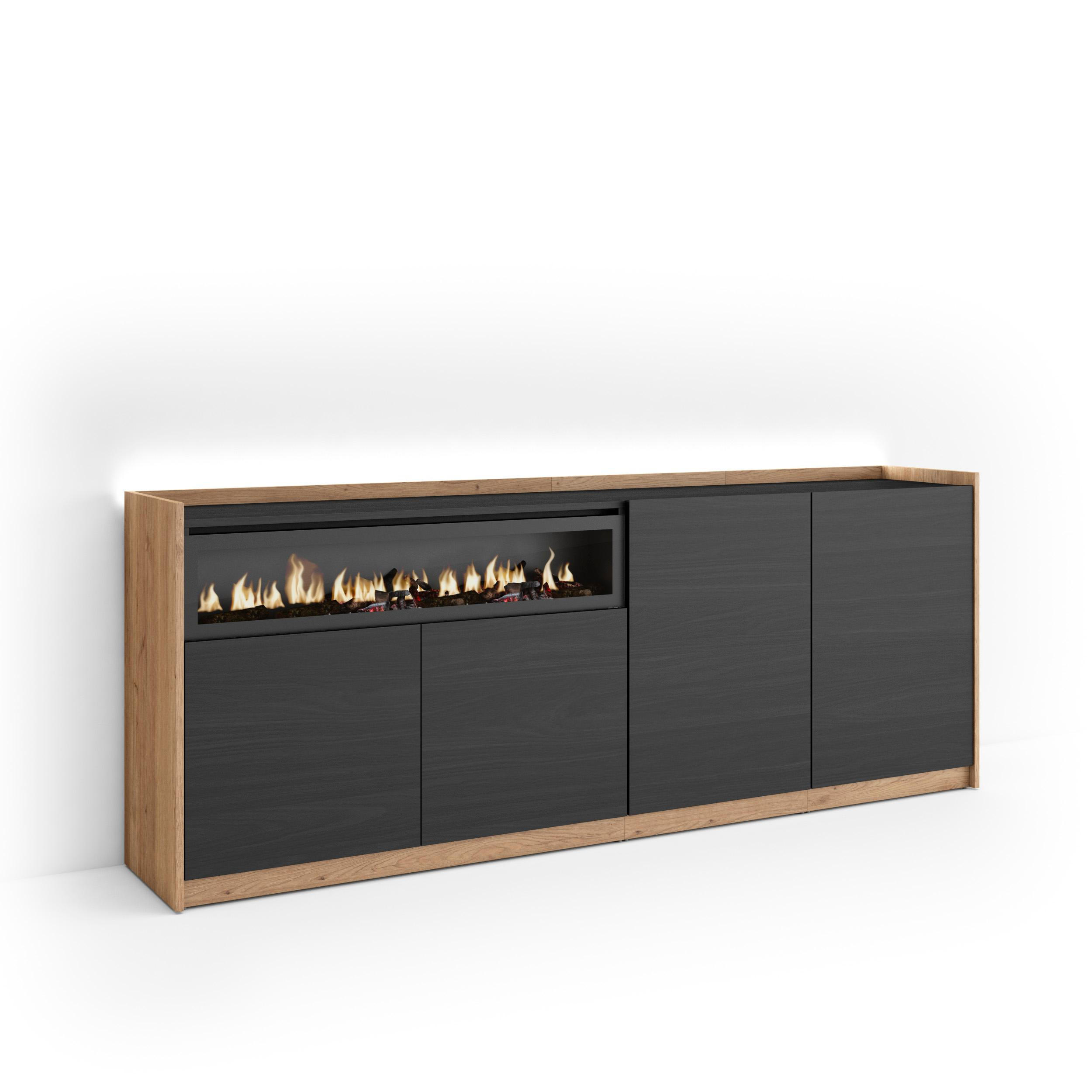 Skraut Home Sideboard, Schwarz 207x80x37 cm