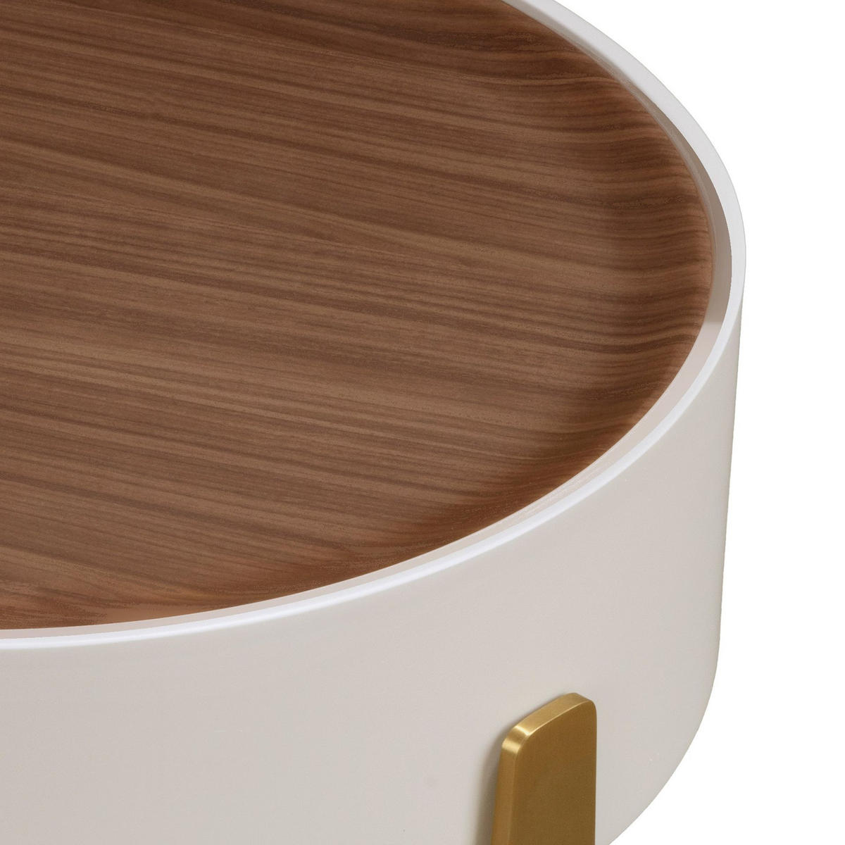 BEISTELLTISCH rund Beige Gold Walnuss 52/52/50 cm - Beige, Holzwerkstoff/Metall (52/52/50cm) - ANGEL CERDA