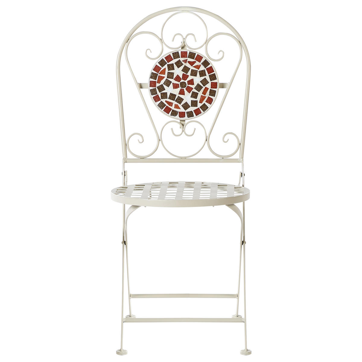 GARTENSTUHL 2er-Set Metall Weiß Spello - Rot/Weiß, Metall (40/94/44cm) - Beliani
