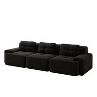3-SITZER SOFA Cord Schwarz ohne Montage - Schwarz, Textil (293/69/104cm) - WISHDOR