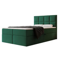 BOXBETT TIOLI 120x200 cm Flaschengrün (Stoff Magic Velvet) - mit Bettkasten, Bonellmatratze und Paneel-Kopfteil - Dunkelgrün, Holzwerkstoff/Textil (120/200cm) - Ravio