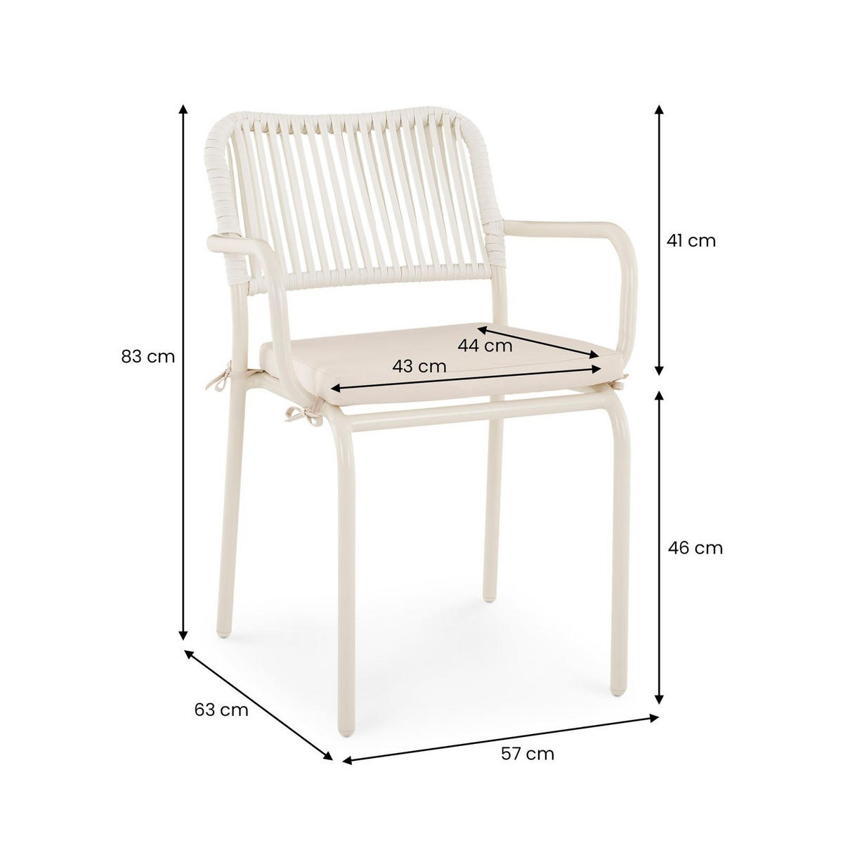 GARTENSTUHL VOLONTE 6ER-SET - Beige, Textil (56/81/65cm) - IDIMEX