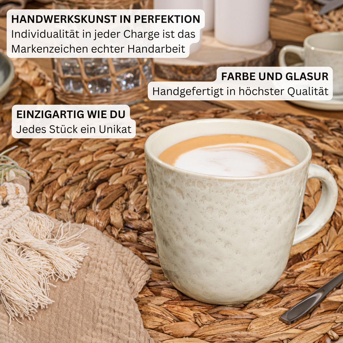 KOMBISERVICE KEY WEST - 30 teilig aus Steingut - Creme, Stein (27/10/27cm) - Sänger
