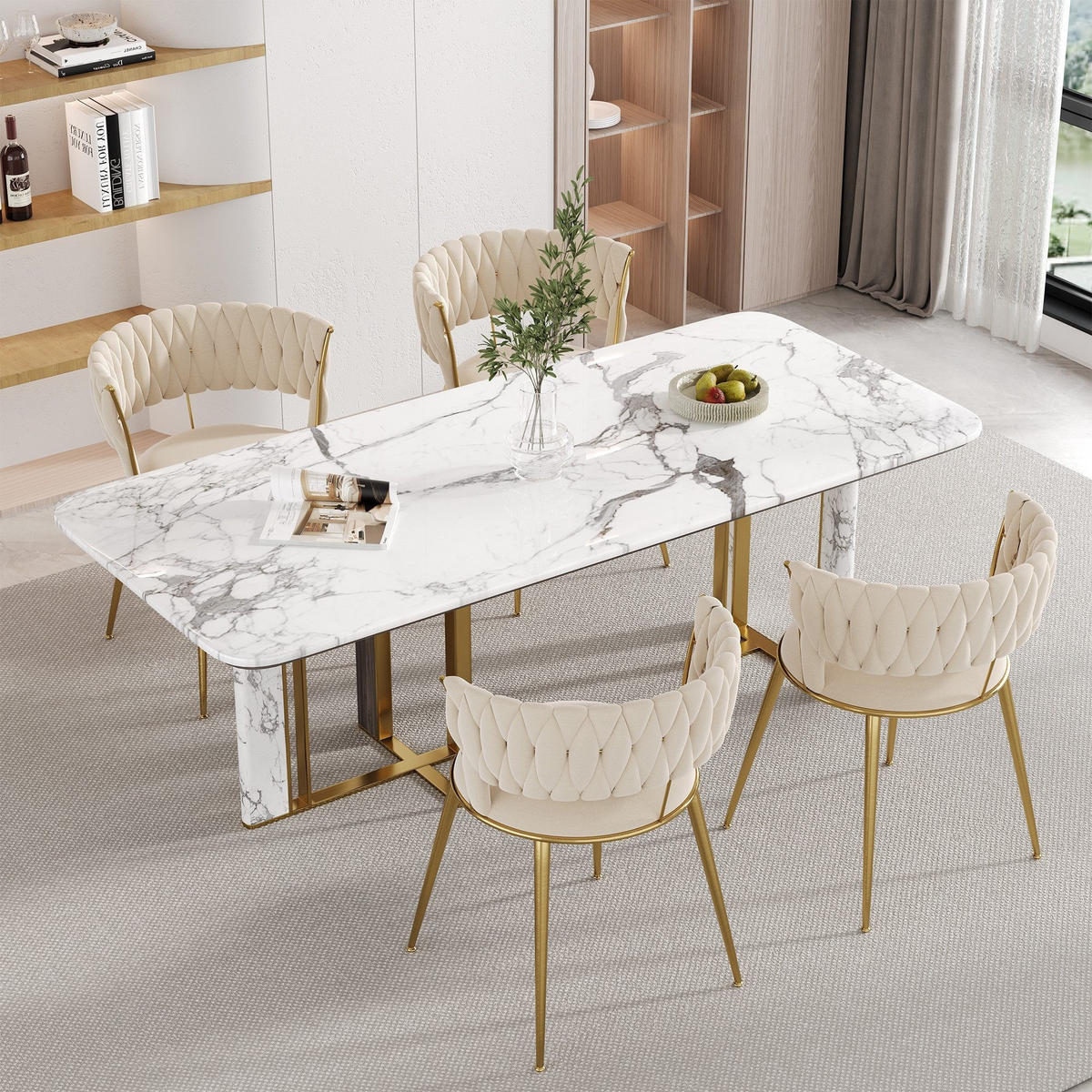 STÜHLE 2er-Set Esszimmerstuhl,Luxuriöse Samt-Stühle,Beige - Beige, Metall (57/70/43cm) - LVHOM