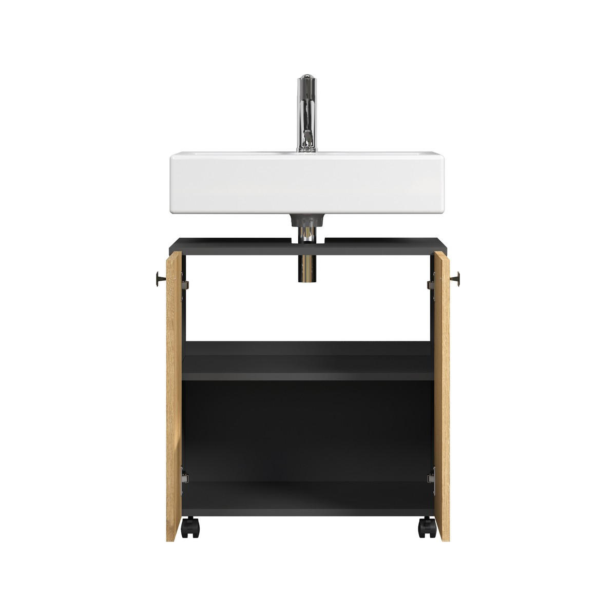 WASCHBECKENUNTERSCHRANK PureBliss Eiche Dekor - Eichefarben/Grau, Holzwerkstoff (60/64/42cm) - Trendteam