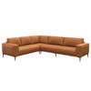 ECKSOFA mit Ottomane - Cognac/Schwarz, Leder/Metall (290/230cm) - home24