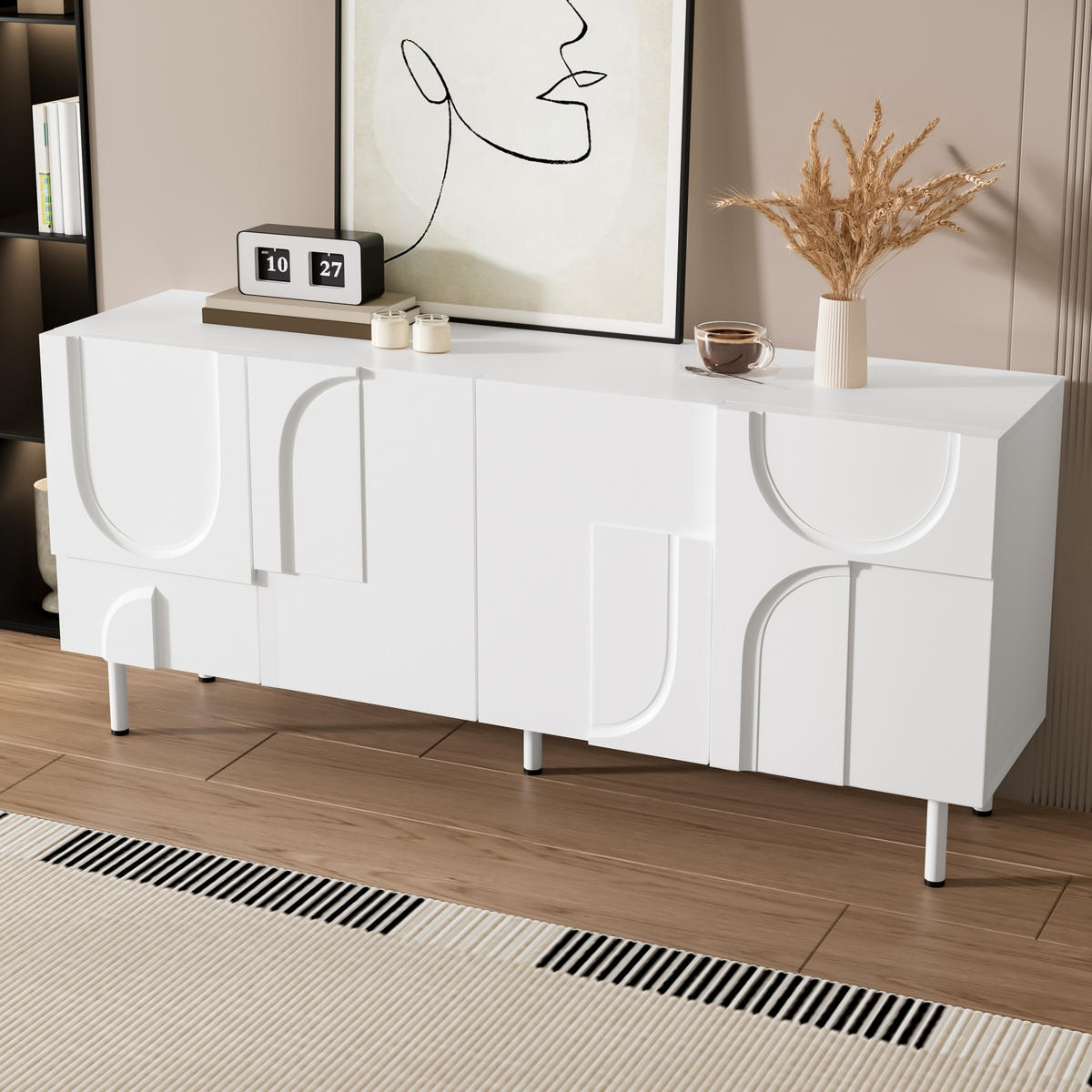 SIDEBOARD Design weiß Stauraum - Weiß, Holz (160/70/38.5cm) - Fortuna Lai