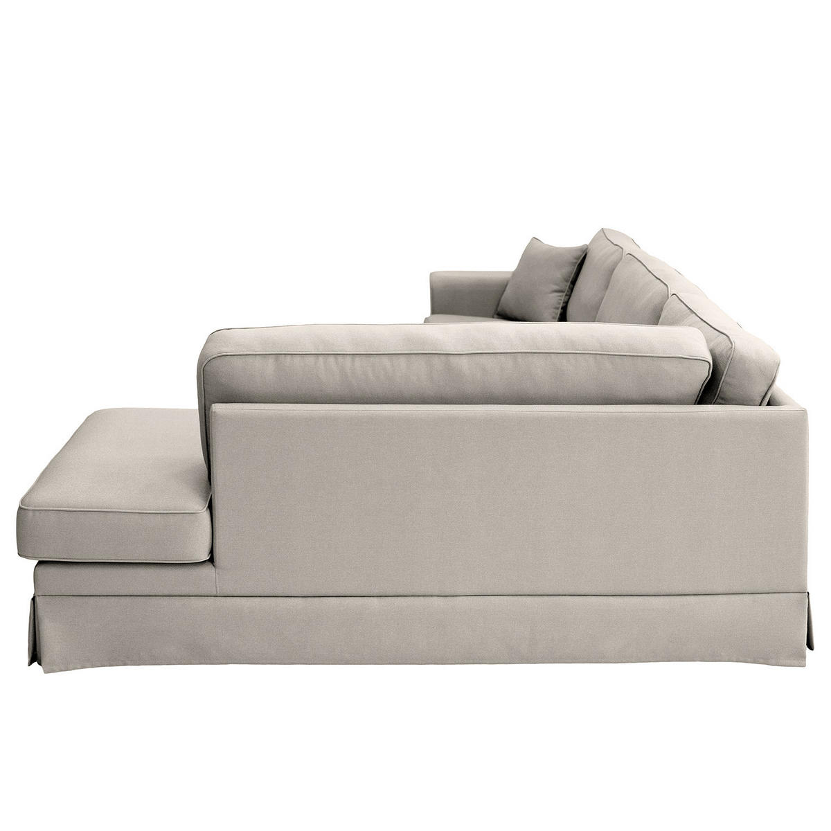 ECKSOFA mit Husse - Ottomane, Webstoff - Hellgrau/Schwarz, Kunststoff/Textil (297/210cm) - home24