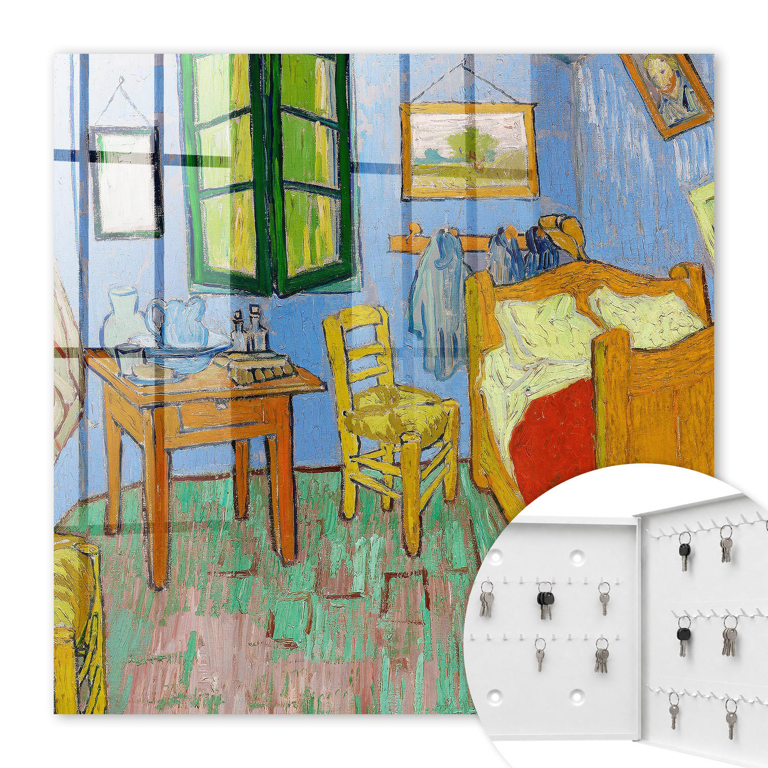 SCHLÜSSELBOX Weiß 30x30 cm – Türöffnung nach rechts - Gemütliches Zimmer - Blau, Metall (30/30/5cm) - TULUP