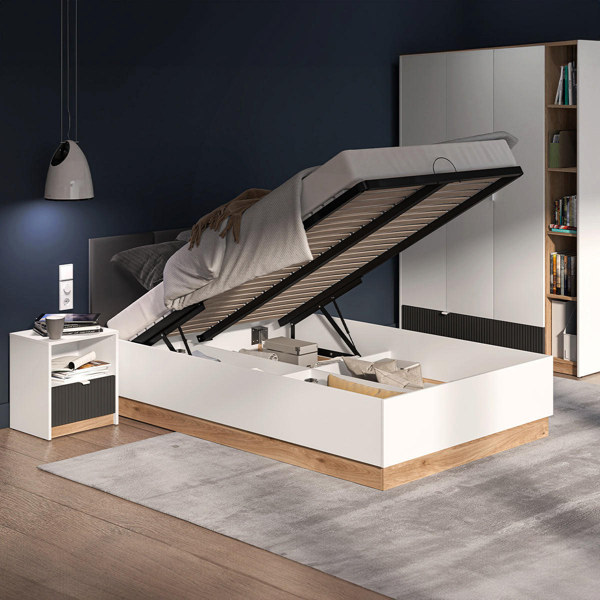 BOXBETT 120/200 Ronan Weiß - Weiß, Holzwerkstoff (120/200cm) - Petits-meubles