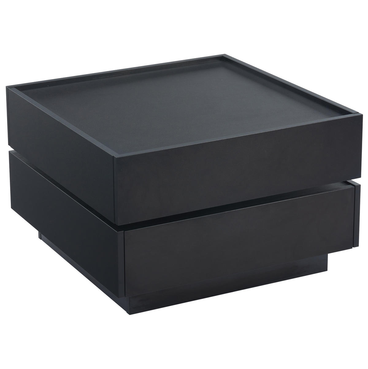 COUCHTISCH drehbar 60 x 60 cm Schwarz mit 2 Schubladen - Schwarz, Holzwerkstoff (60/60/38cm) - Meubliv