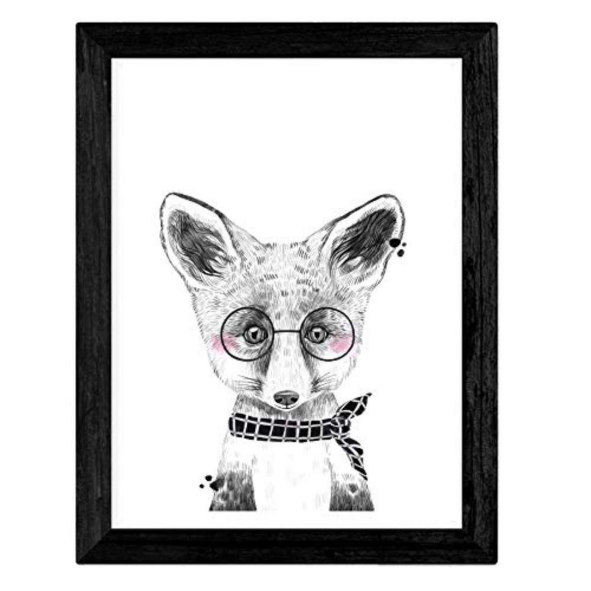 POSTER Set mit 4 „Tieren mit Schwarz und Blau Brille“ A3 Rahmenlos - Klar, Papier (29.7/3cm) - Nacnic