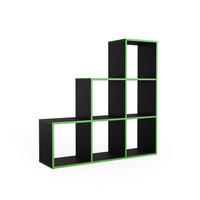 TREPPENREGAL Schwarz/Grün 105 x 107.5 cm - Schwarz/Grün, Holzwerkstoff (105/107.5/29cm) - Vicco
