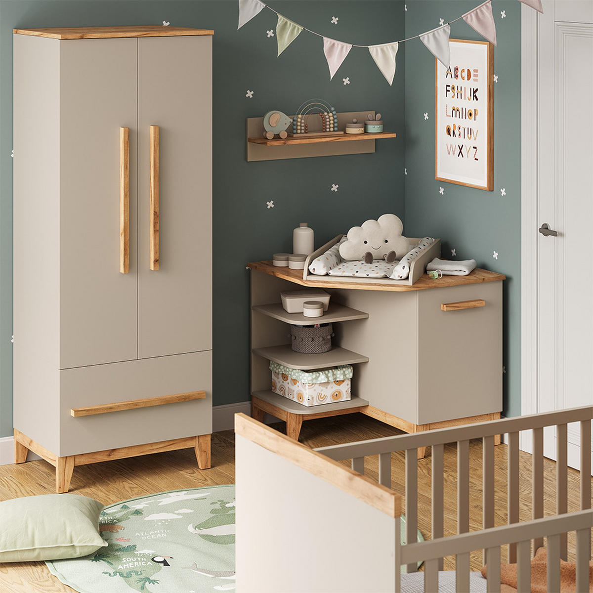 PŘEBALOVACÍ PULT Malia Kašmír/Řemeselné - kašmírová/světle šedá, kompozitní dřevo (85/85.2/85cm) - VitaliSpa