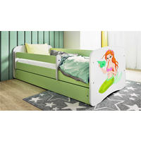 KINDERBETT Meerjungfrau 80x160 cm mit Matratze, Schublade, Rausfallschutz & Lattenrost, Grün - Grün, Holzwerkstoff (80/160cm) - RAUMHIRSCH FURNITURE