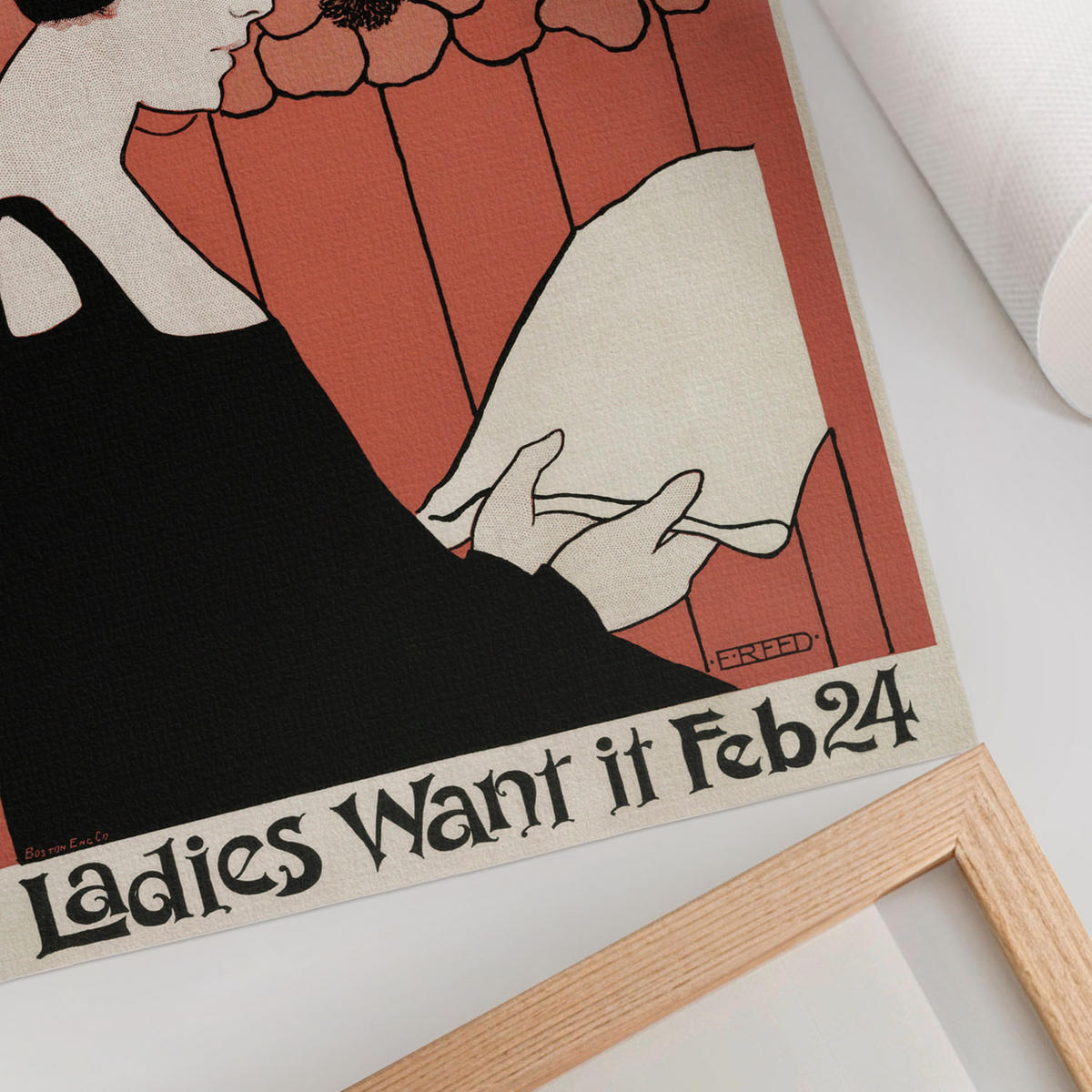 POSTER - 21x29 cm - Ethel Reed - Frau mit einer Zeitung - Rot, Textil (21/29.7/0.1cm) - TULUP