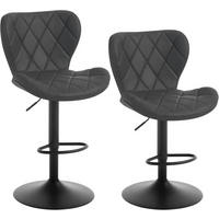 BARHOCKER 2er Set, Kunstleder, Metallgestell, Anthrazit - Anthrazit/Schwarz, Textil/Metall (47/89/54cm) - Woltu