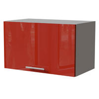 KLAPPHÄNGESCHRANK Brerra W4B/60 Grau / RAL 3002 karminrot Hochglanz 60 / 32,5 / 36cm mit Gasdruckdämpfer - Rot/Grau, Holz/Holzwerkstoff (60/36/32.5cm) - Feldmann-Wohnen