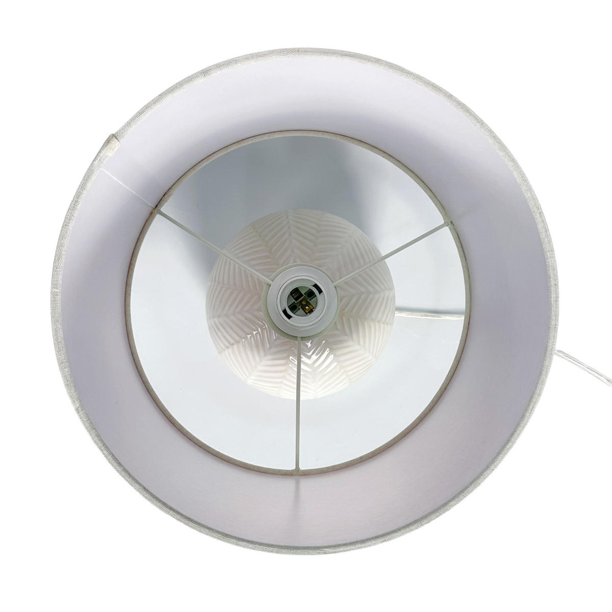 STOL. lampa - biela, kov/textil (30/30/42cm) - Relaxdays