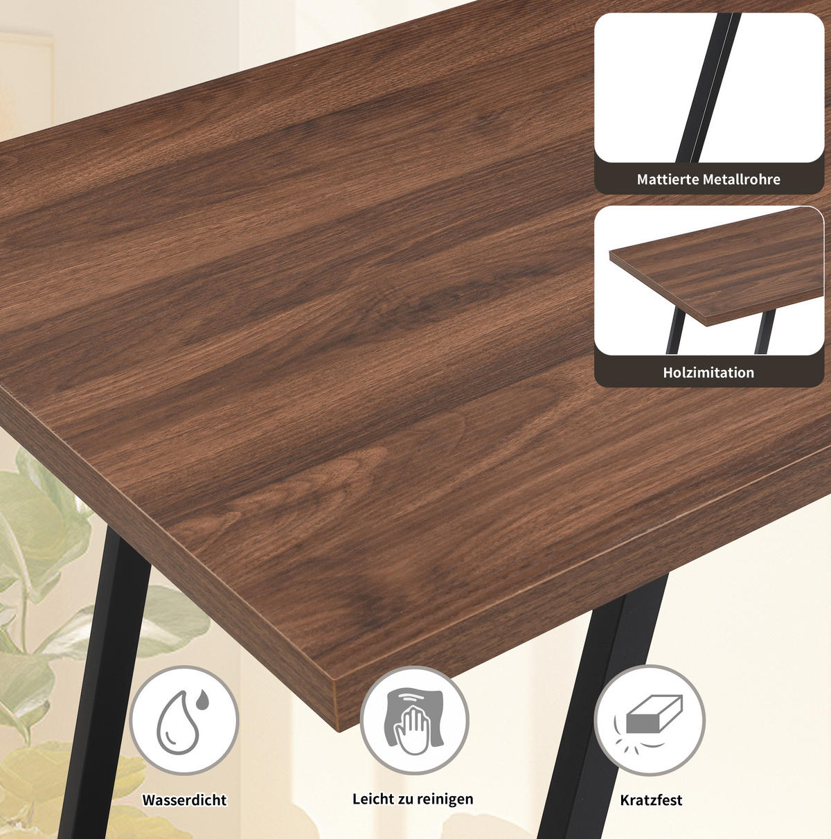 SCHREIBTISCH mit 3 Schubladen MDF Dark Brown - Braun, Holz (135.5/58/75cm) - Meubliv