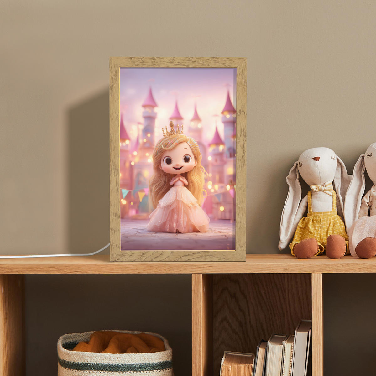 NACHTTISCHLAMPE Prinzessin - Rosa - Schloss 20x30 cm - Rosa, Holzwerkstoff (8/20/30cm)