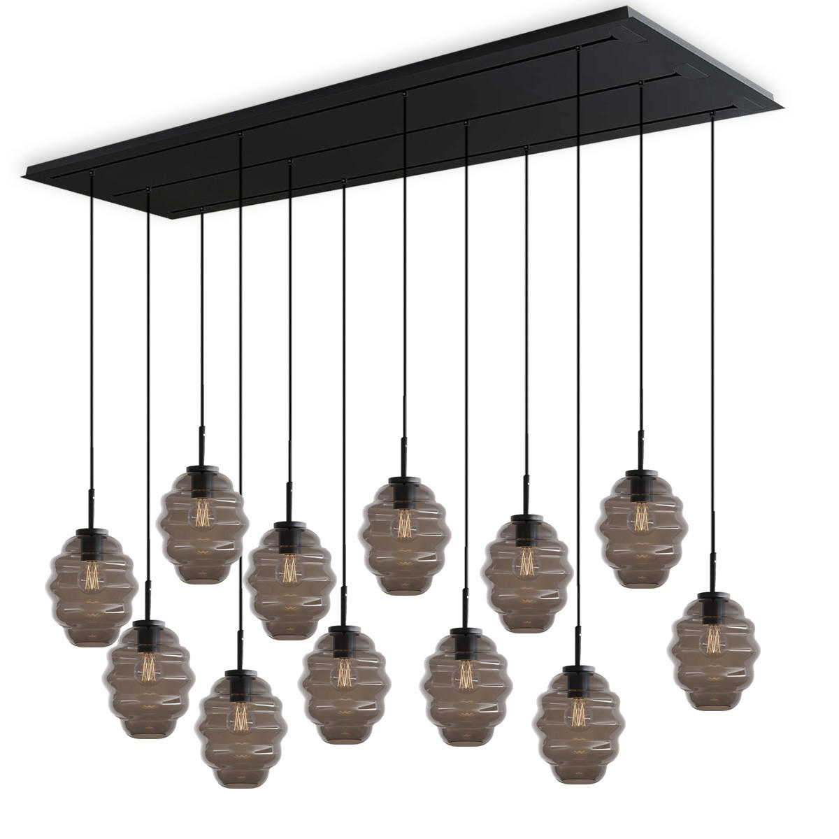 HÄNGELEUCHTE Echos 12-flammig Rauch Ø 18cm - Anthrazit/Schwarz, Glas (18/18/20cm) - s.luce