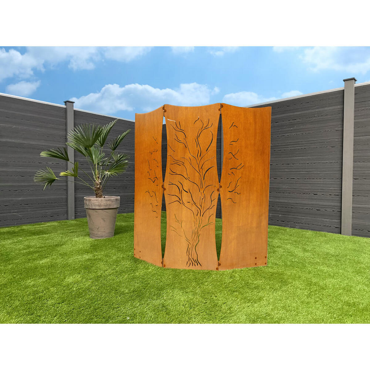 SICHTSCHUTZZAUN TREEFLOW - Orange, Metall (41.5/120cm) - Home Deluxe