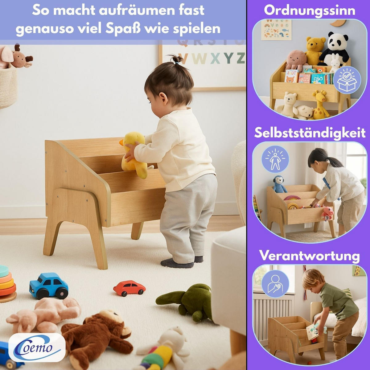 BÜCHERBOX MILL Holz - Naturfarben, Holzwerkstoff (35/45/55cm) - Mein-Regal