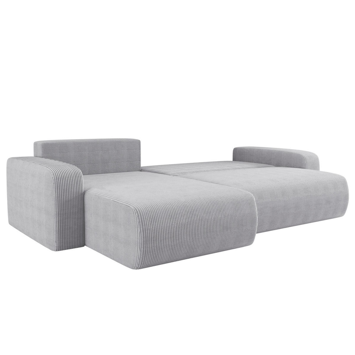 SCHLAFSOFA MILANO XL und bettkasten stoff Poso Dicker Cord Grau Links - Grau, Holz (274/82/145cm) - Kaiser Möbel