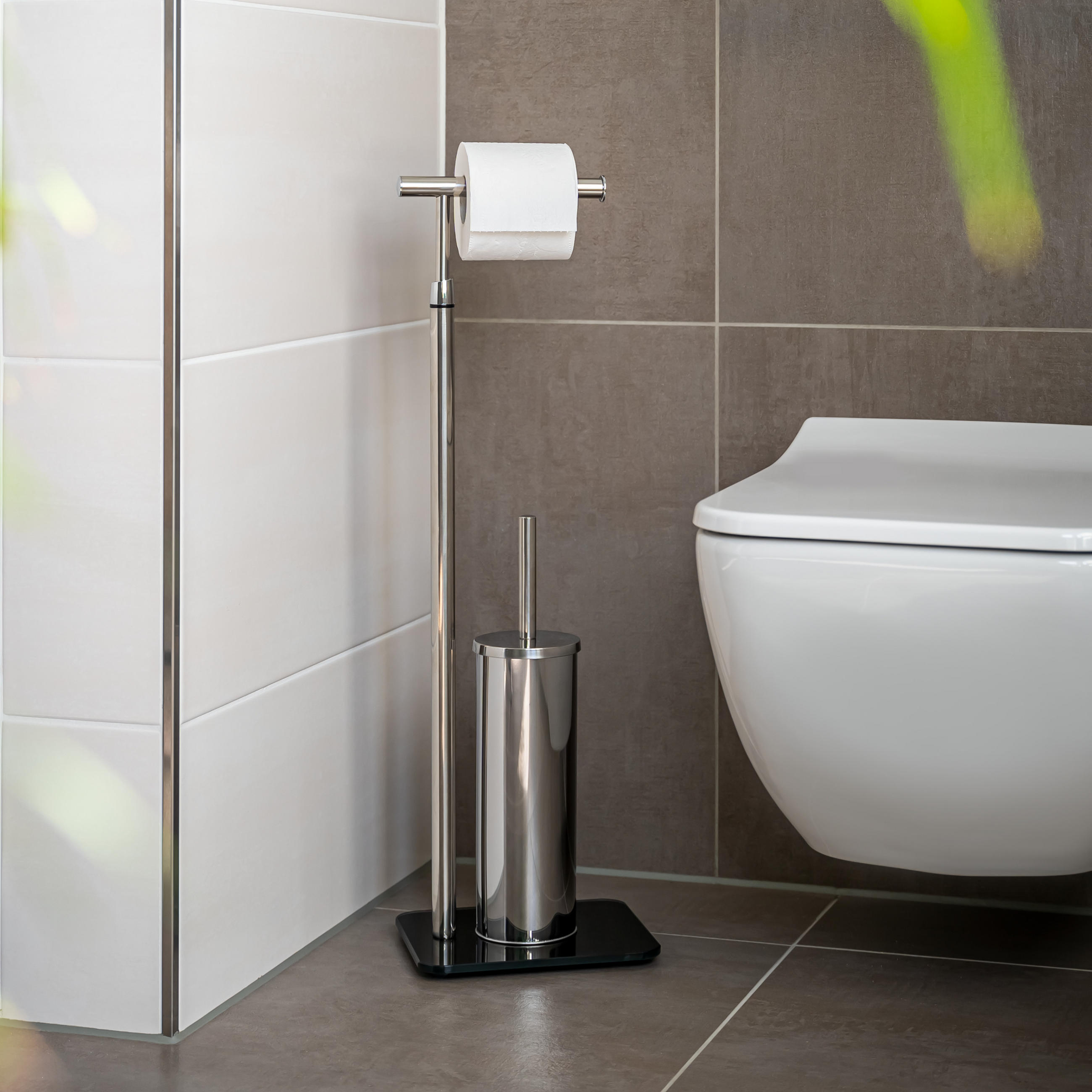 STAND-WC-GARNITUR, schwarz - Schwarz, Metall (22/70/18cm) - bremermann