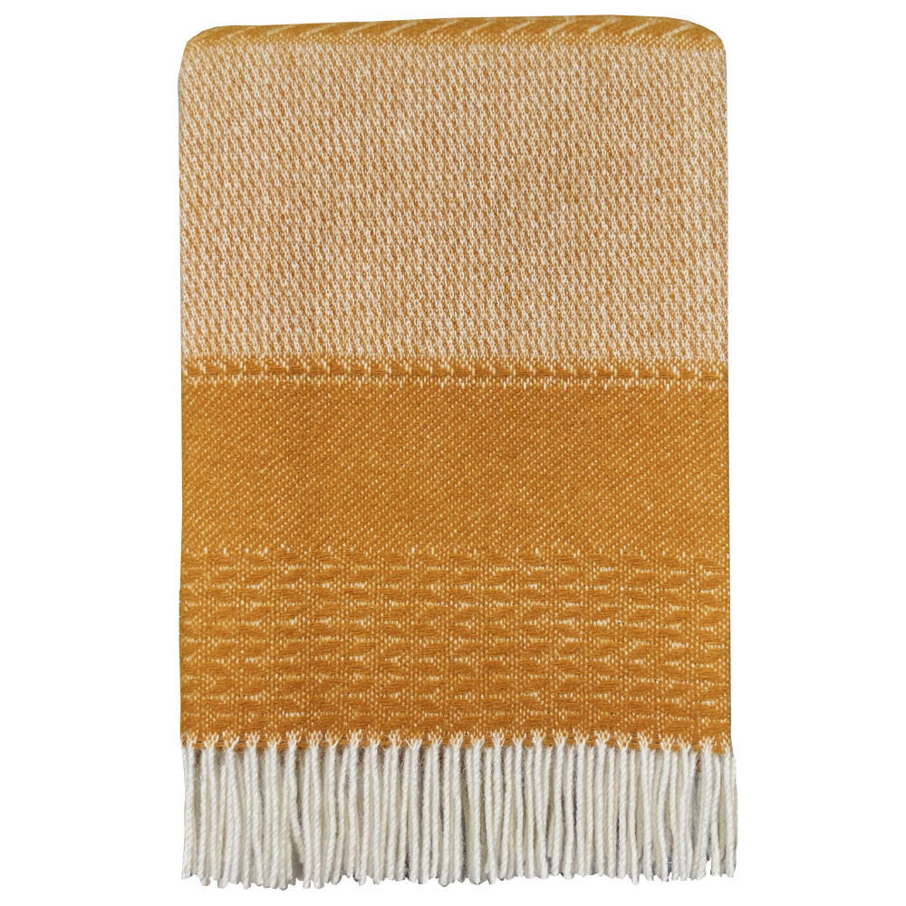 WOLLDECKE Uptown Neuseeländische Lammwolle Ocker 140x200 - Gelb, Textil (140/200cm) - Malagoon