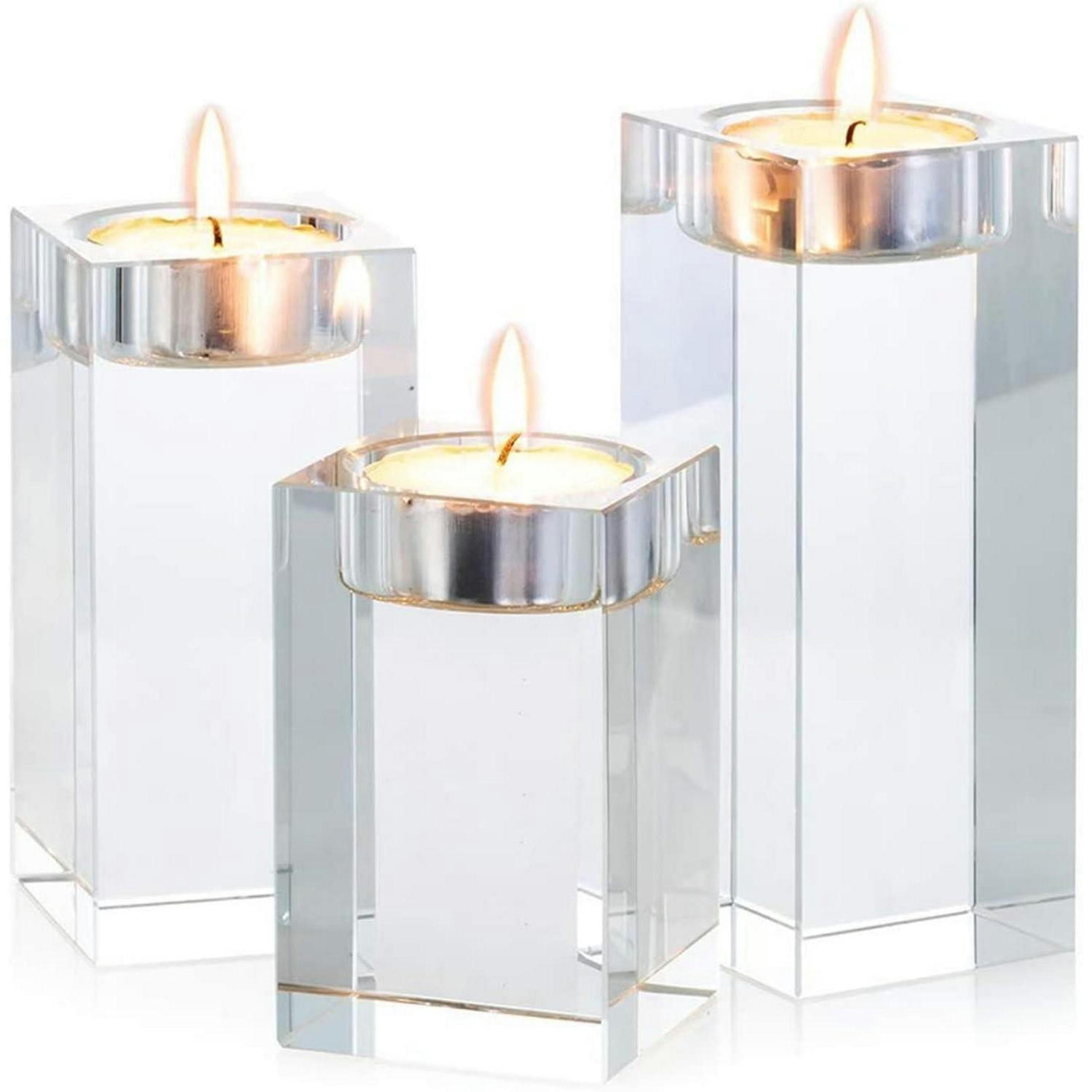 KERZENSTÄNDER 3-teiliges Set Kristallglas Transparent - Transparent, Glas (12cm)