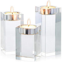 KERZENSTÄNDER 3-teiliges Set Kristallglas Transparent - Transparent, Glas (12cm)