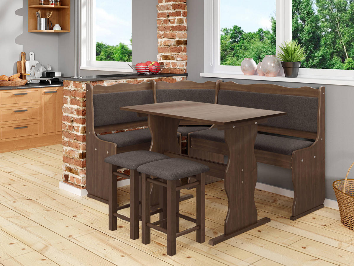 ECKBANKGRUPPE Mini - Hellbraun/Dunkelbraun, Holz (145/87/105cm) - MIRJAN24
