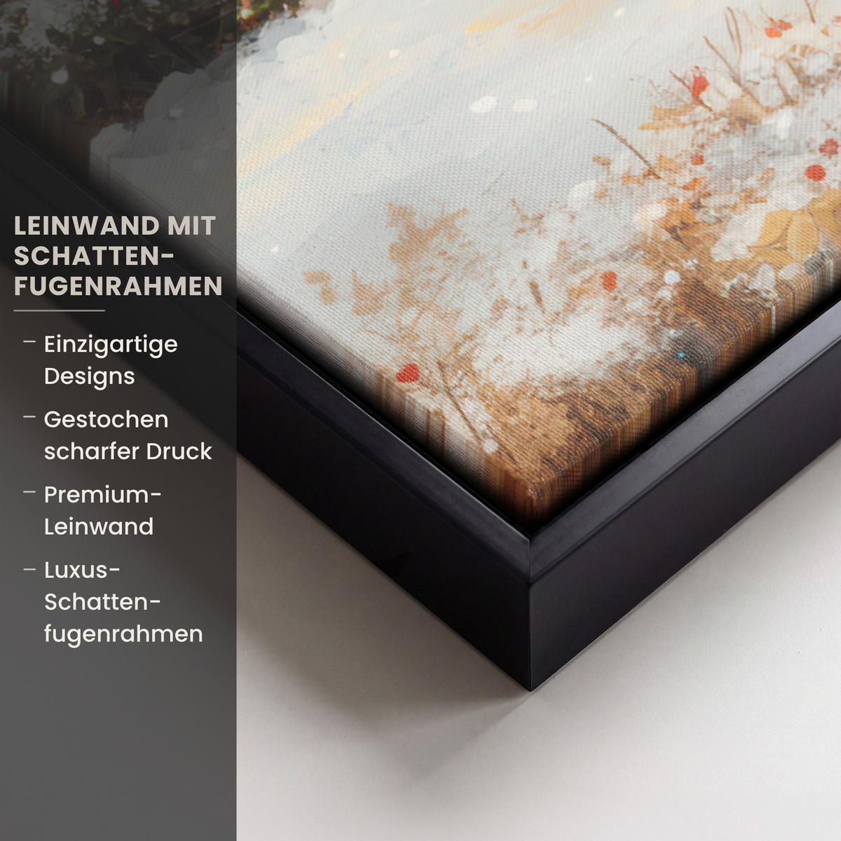 LEINWAND Bilder mit Rahmen - Weihnachten - Zuhause - Winter - Schnee - 40x60 - Creme, Textil (40/60cm) - MuchoWow