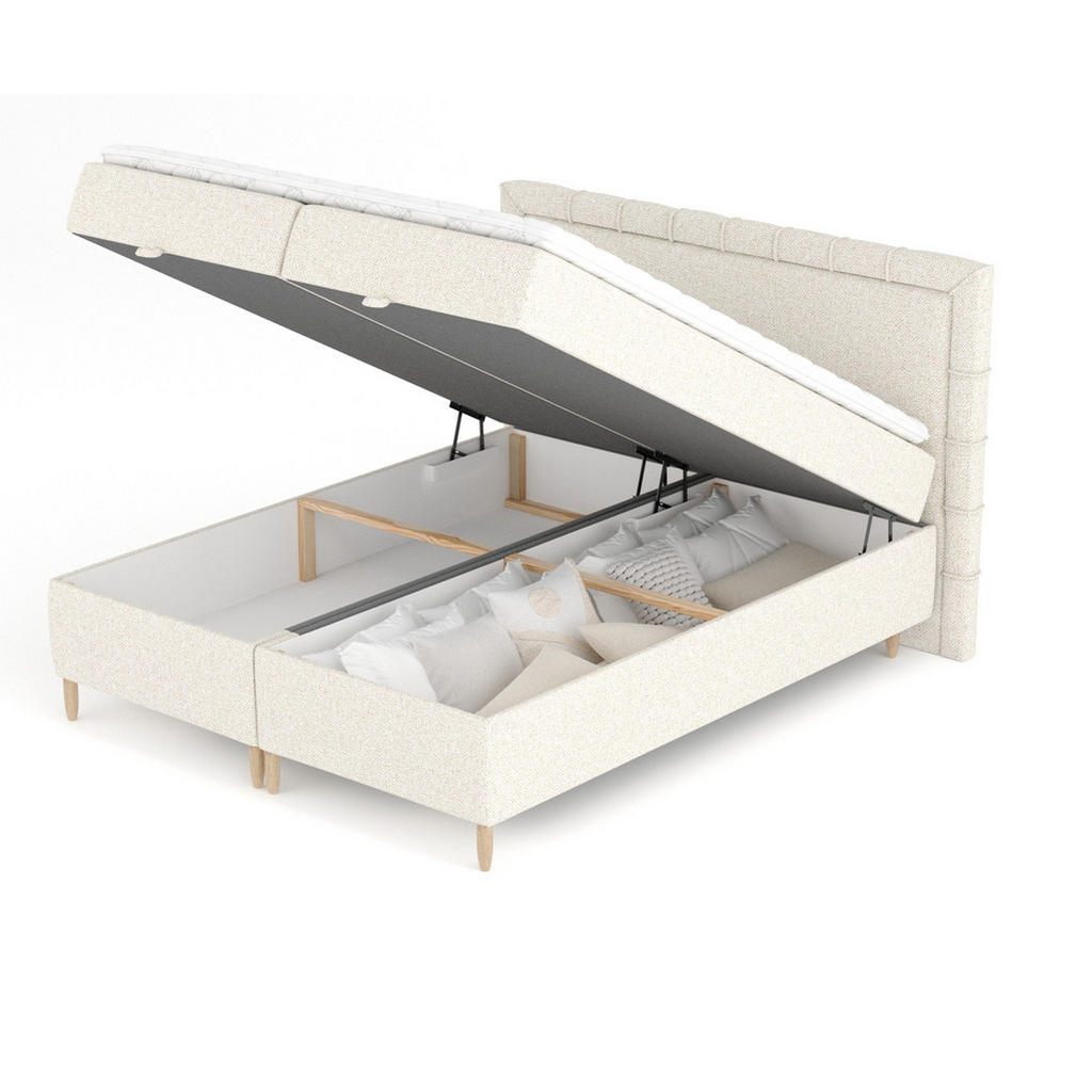 Thumbnail - Maison de Reve Boxbett, Creme, Textil, Buche, Kiefer, H3, Höhe ca. 19 cm, 200x200 cm, Oeko-Tex® Standard 100, Reach, FSC...